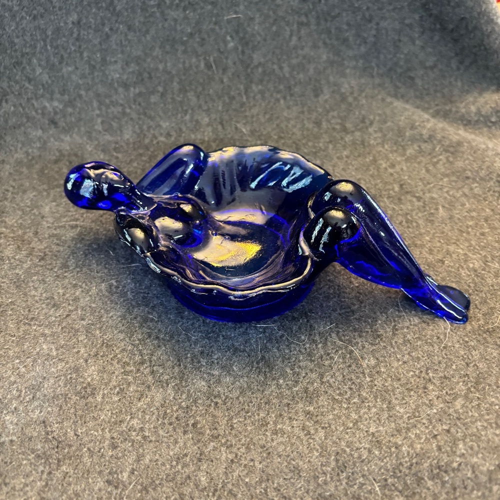 Vintage Moreland 1940's Cobalt blue Nude lady dish-Beautiful